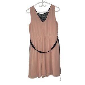 Light Pink A-Line Dress – Sleeveless with Belt, Wedding Guest / Party Wear M
